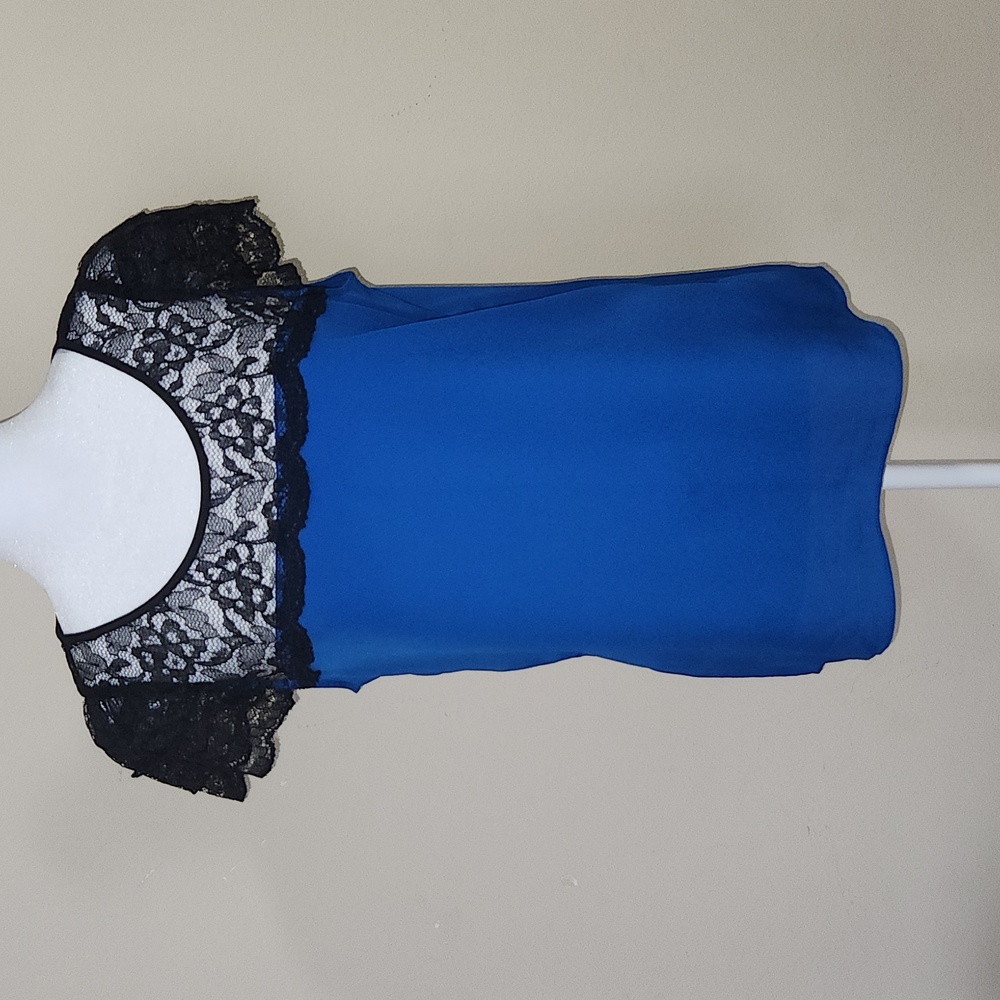Express Blue Top with Black Lace in Size Small